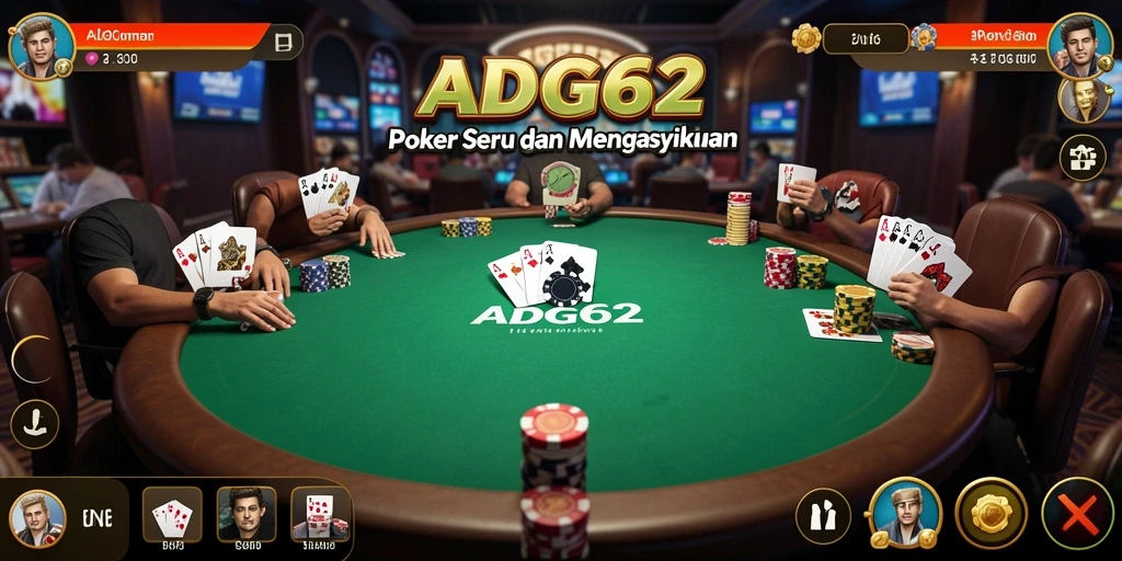 Screenshot gameplay ADG62 yang menampilkan aksi seru permainan Poker.