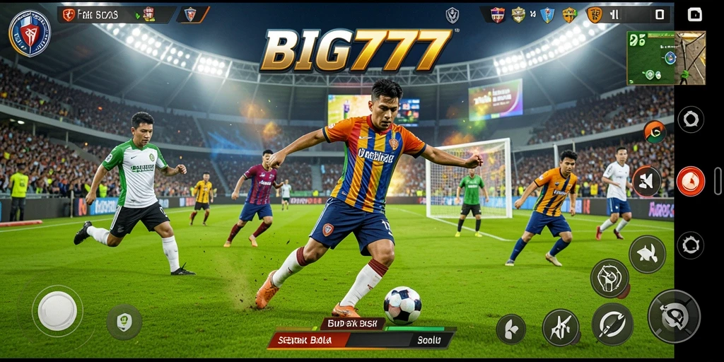 Tampilan gameplay menarik dari BIG777 dengan aksi sepak bola yang seru.
