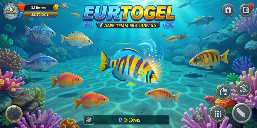 Screenshot gameplay EUROTOGEL menampilkan aksi menembak ikan yang menarik.