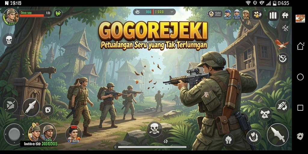 Tangkapan layar GOGOREJEKI menunjukkan aksi petualangan yang mendebarkan.