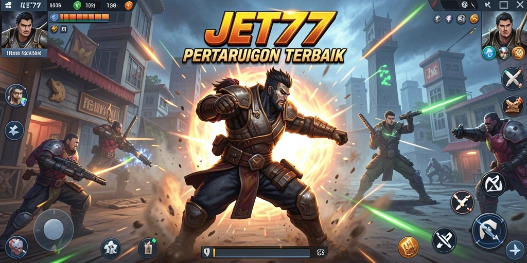 Tampilan gameplay JET77 yang intens dan mendebarkan saat bertarung.