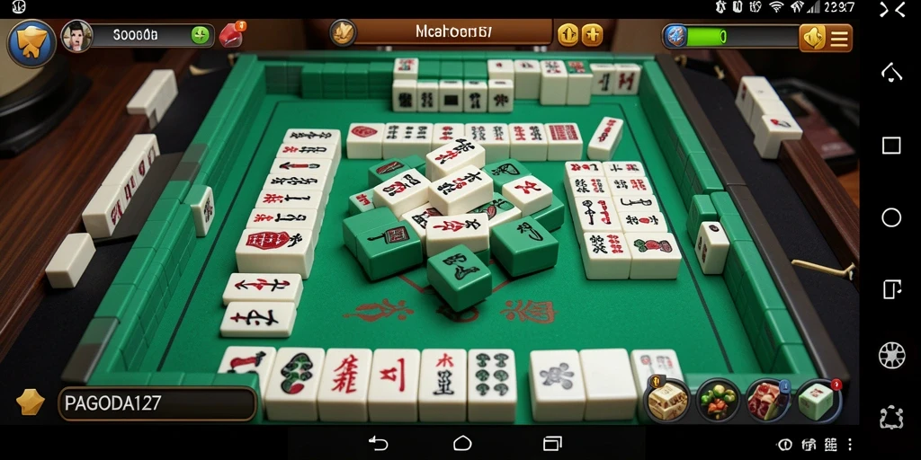 Tampilan gameplay seru dalam PAGODA127 dengan Mahjong.