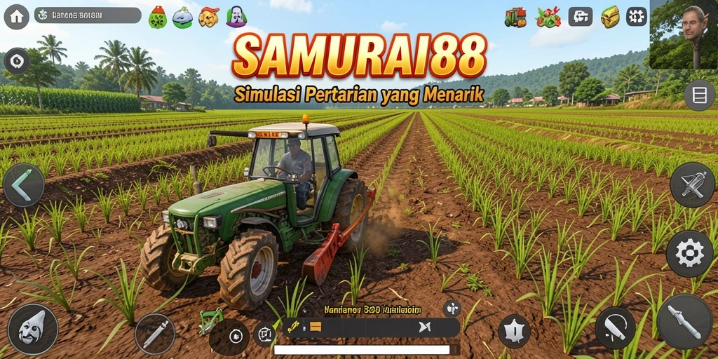 Tangkapan layar gameplay SAMURAI88 menampilkan kegiatan bertani yang menarik.