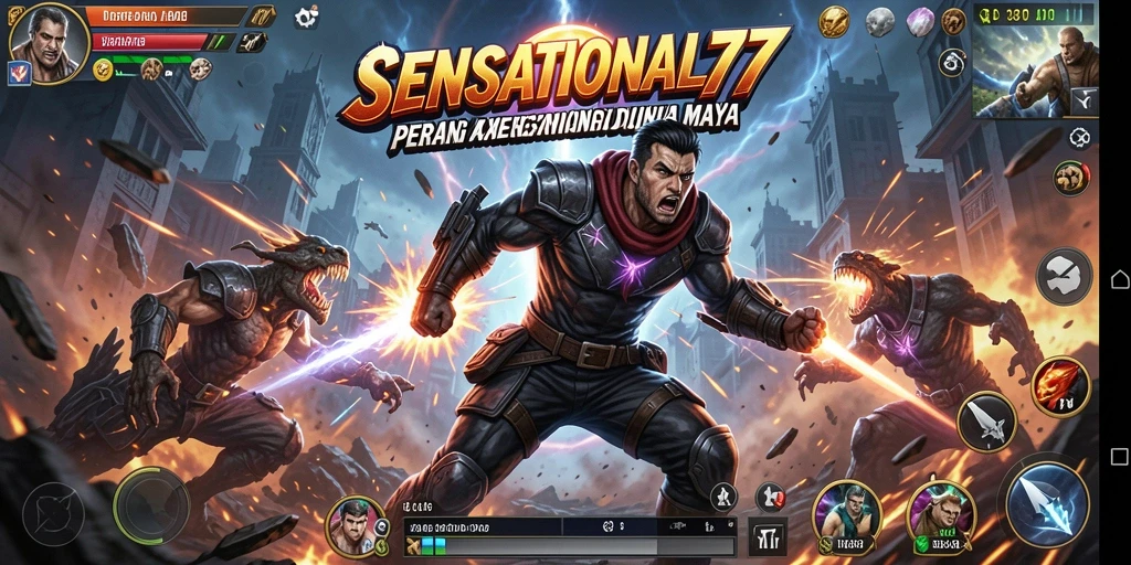 Screenshot utama SENSATIONAL77 menampilkan aksi seru dalam gameplay Action.