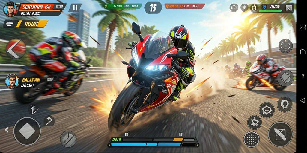 Tampilan luar biasa dari gameplay balapan motor SERURP.