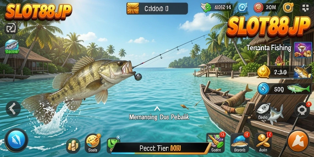 Screenshot gameplay SLOT88JP menampilkan aksi memancing seru.