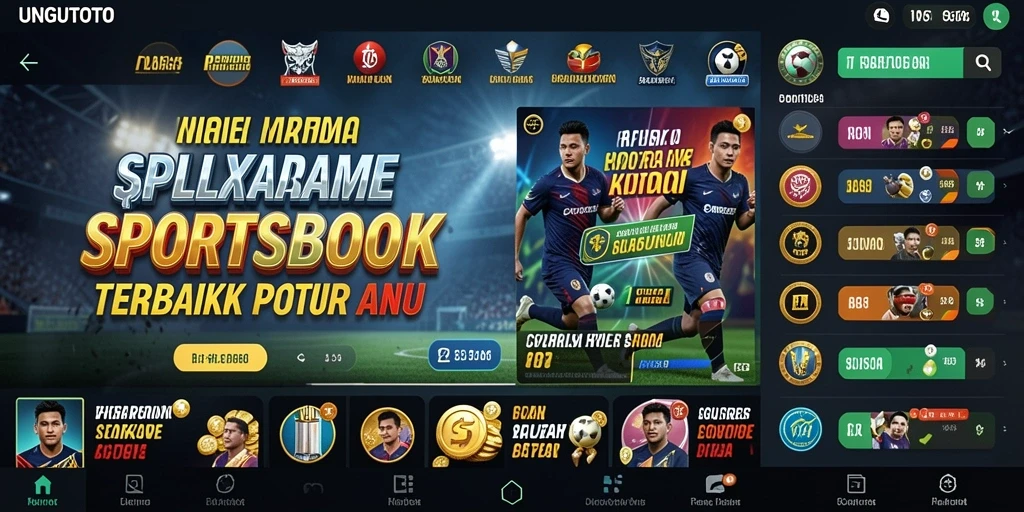 Tampilkan tampilan gameplay menarik dari UNGUTOTO dengan pilihan taruhan Sportsbook.