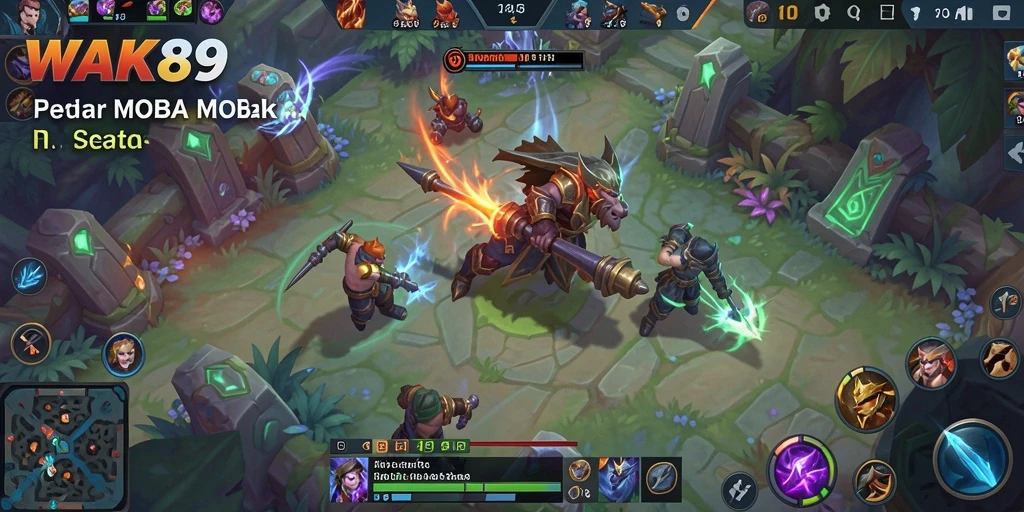 Tampilan gameplay seru dari WAK89 di medan perang MOBA.